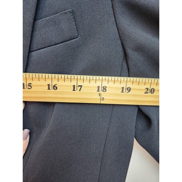 Austin Reed Womens Black Worsted Wool Blazer Sz 12 Lined One Button Some Wear - Picture 9 of 12